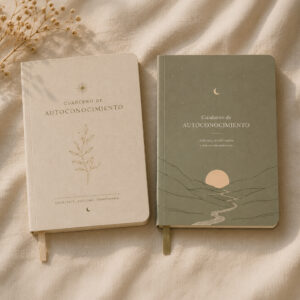 Cuadernos de Autoconocimiento en colores verde y beige
